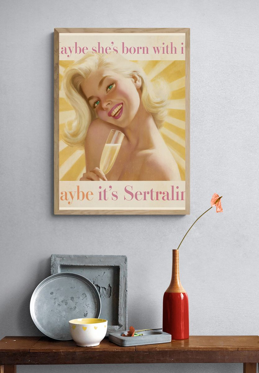 Sertraline Pop-Art Typography Poster. — room view 3