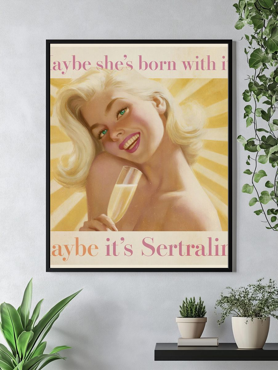 Sertraline Pop-Art Typography Poster. — room view 4