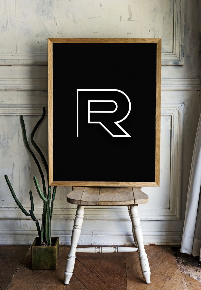Minimalist R Typography Poster. room preview