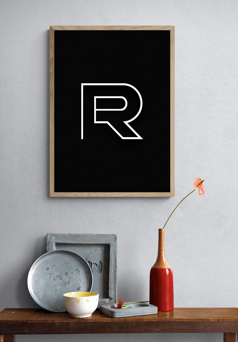 Minimalist R Typography Poster. — room view 3