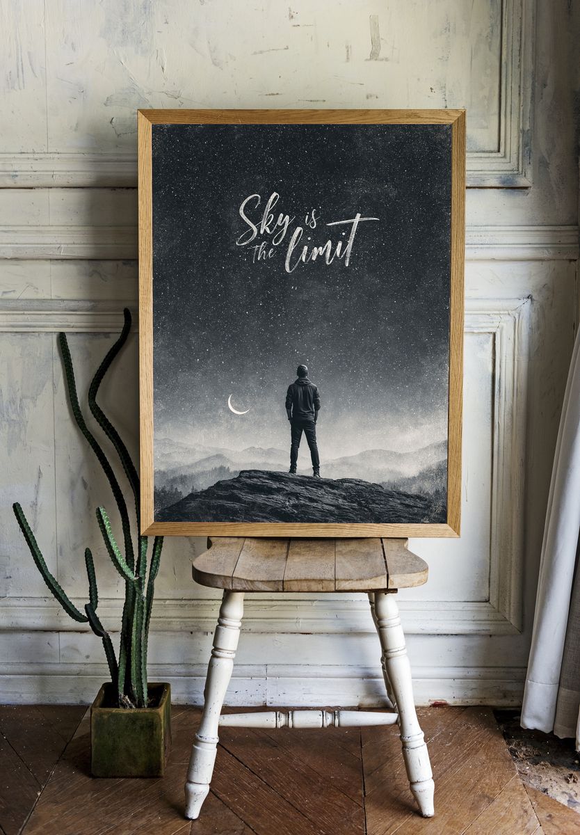 Sky Is the Limit Typography Poster. — room view 1