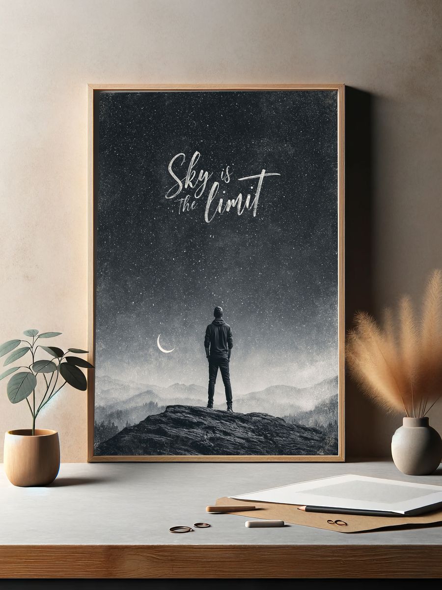 Sky Is the Limit Typography Poster. — room view 2