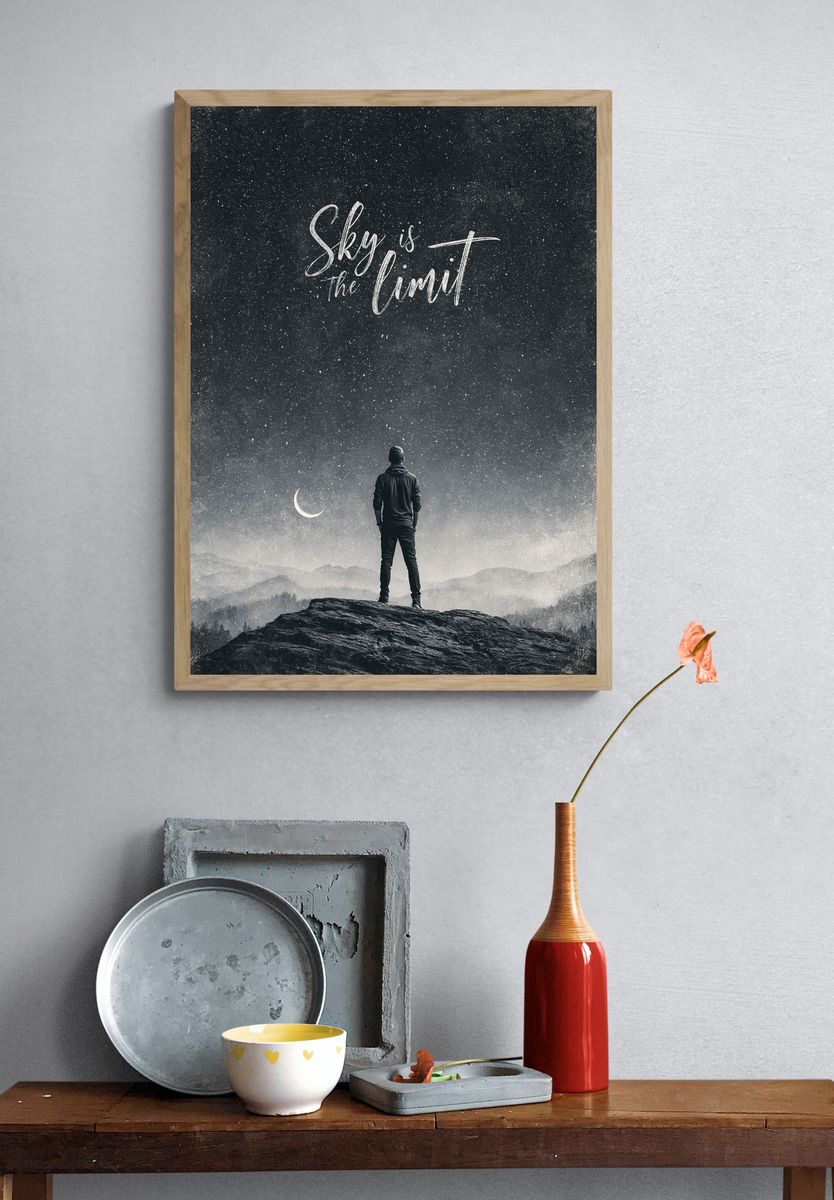 Sky Is the Limit Typography Poster. — room view 3