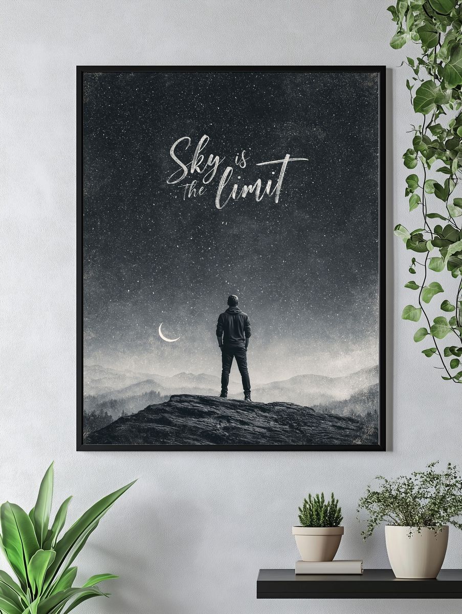 Sky Is the Limit Typography Poster. — room view 4