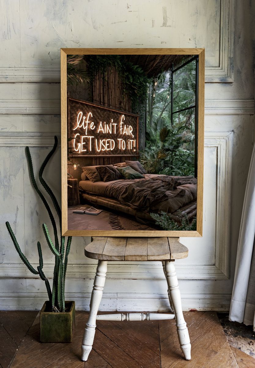 Jungle Bedroom Quote Typography Poster. room preview