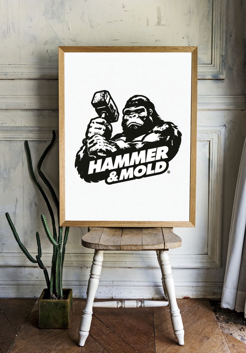 Hammer & Mold Gorilla Typography Poster. room preview