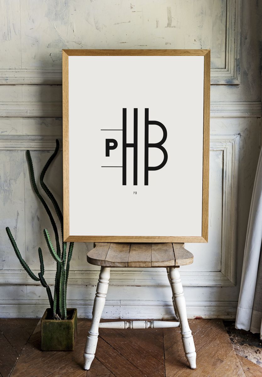 PB Monogram Minimalist Poster. — room view 1