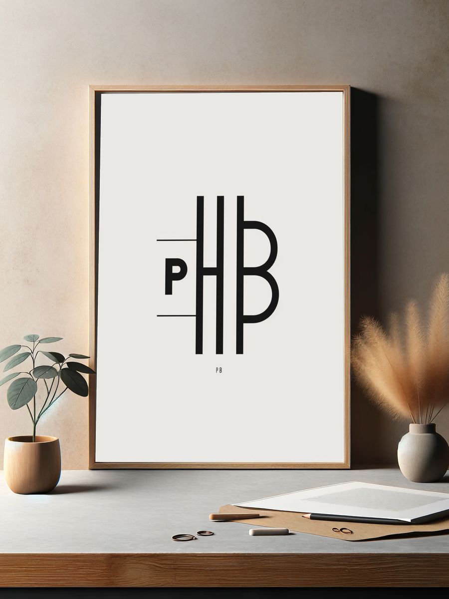 PB Monogram Minimalist Poster. — room view 2