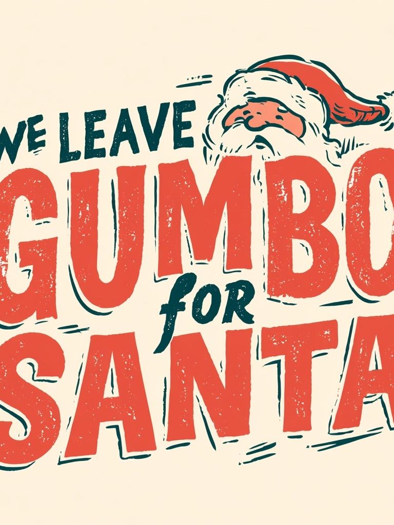 We Leave Gumbo for Santa Typography Poster. poster — typography art