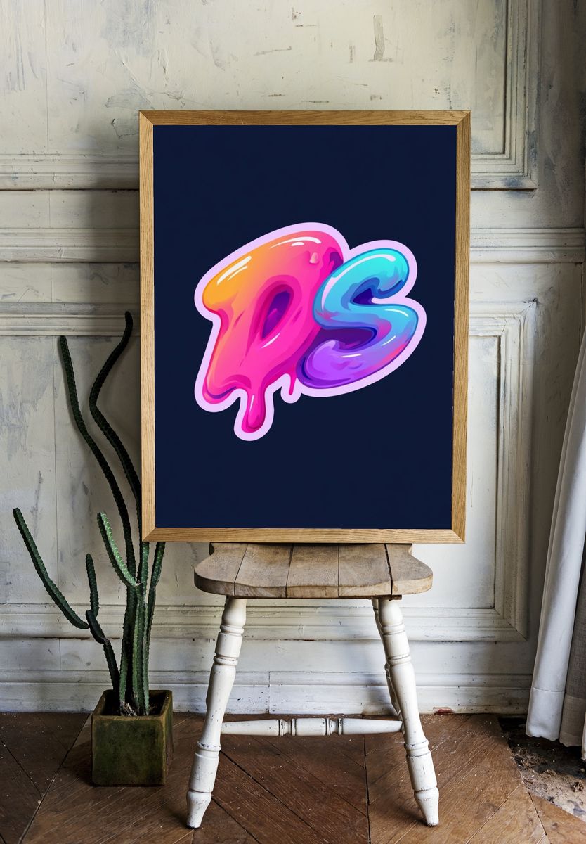 Neon Drip PS Typography Poster. — room view 1