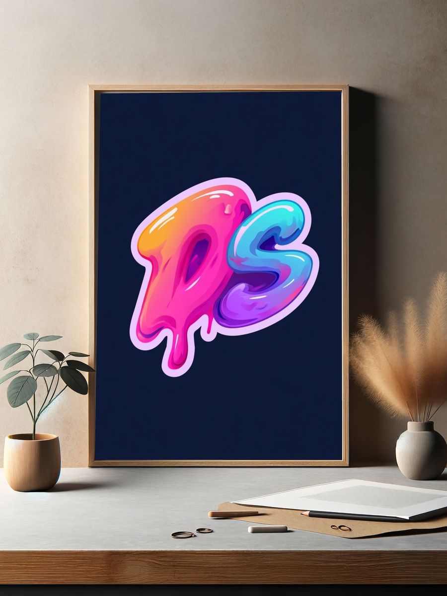 Neon Drip PS Typography Poster. — room view 2
