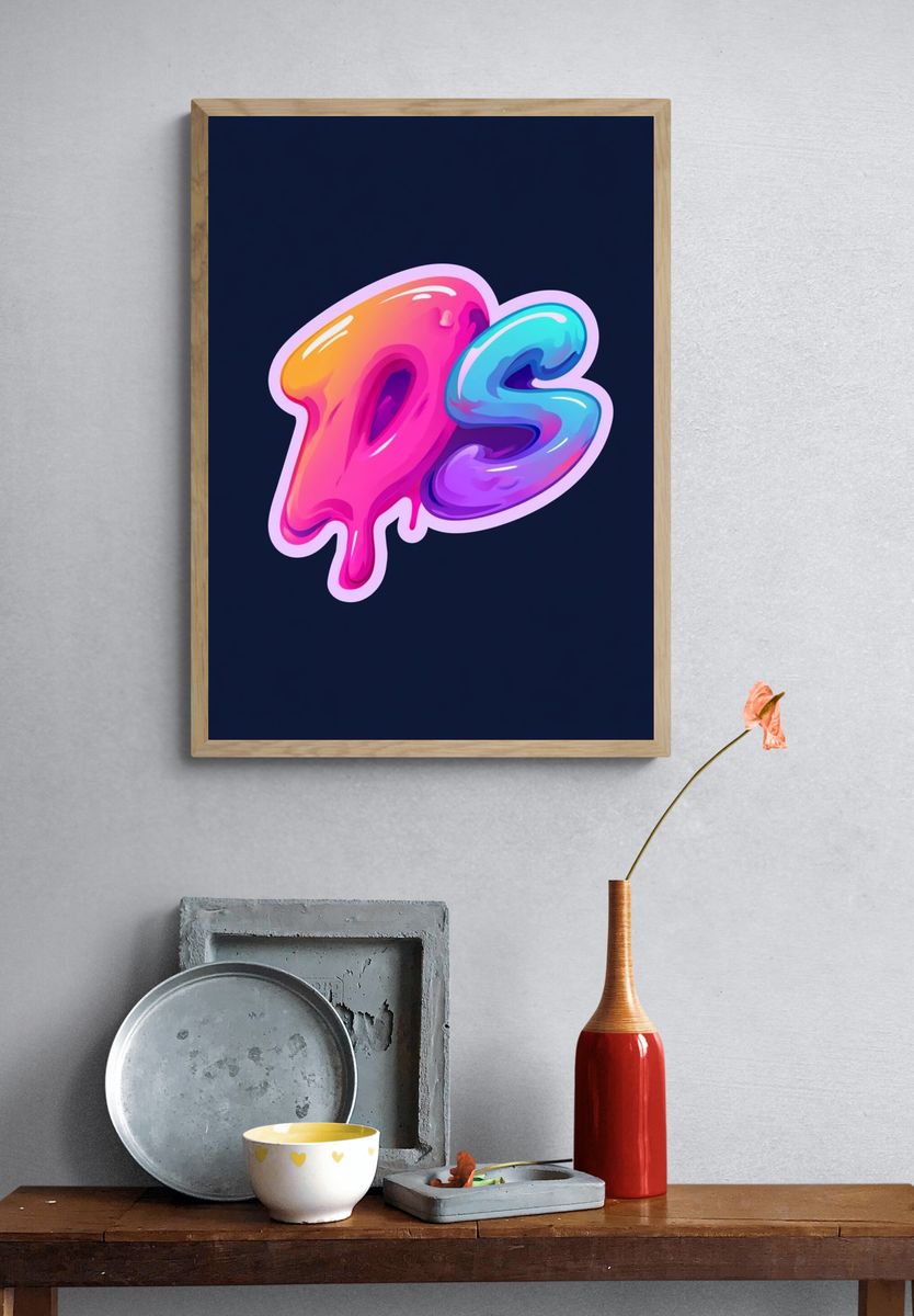 Neon Drip PS Typography Poster. — room view 3