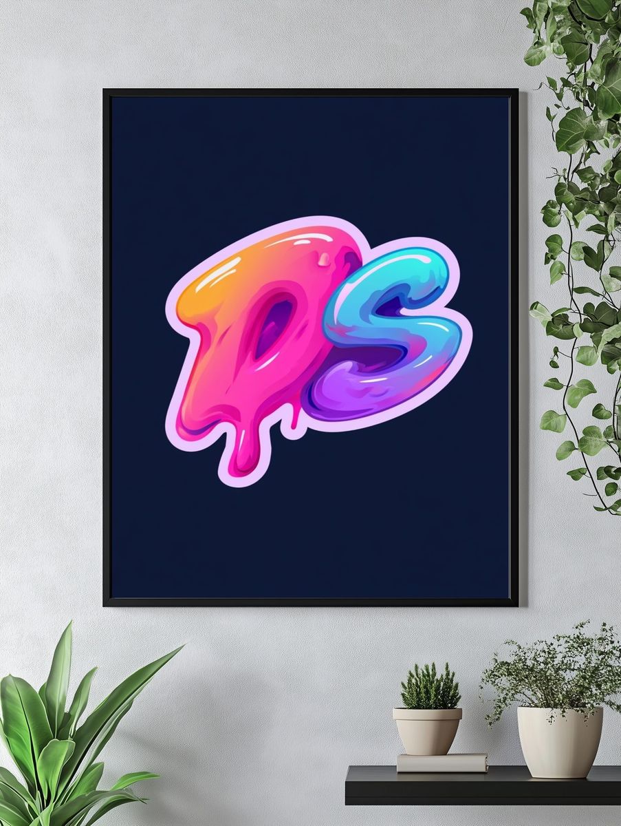 Neon Drip PS Typography Poster. — room view 4