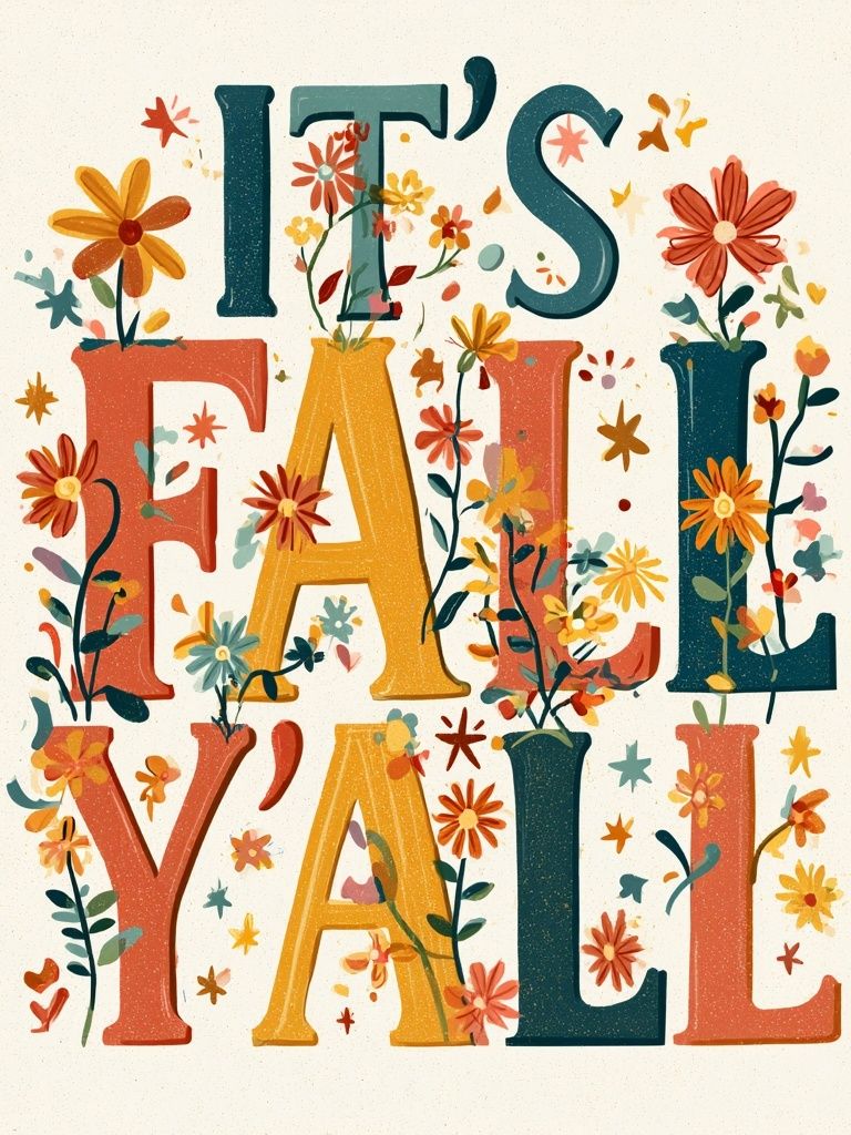 It's Fall Y'all Typography Poster. poster detail