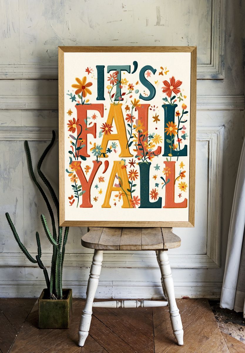 It's Fall Y'all Typography Poster. room preview