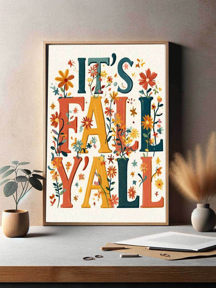 It's Fall Y'all Typography Poster. — room view 2
