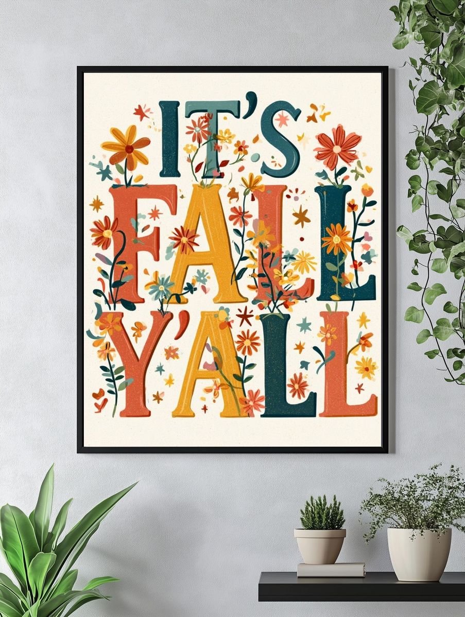 It's Fall Y'all Typography Poster. — room view 4