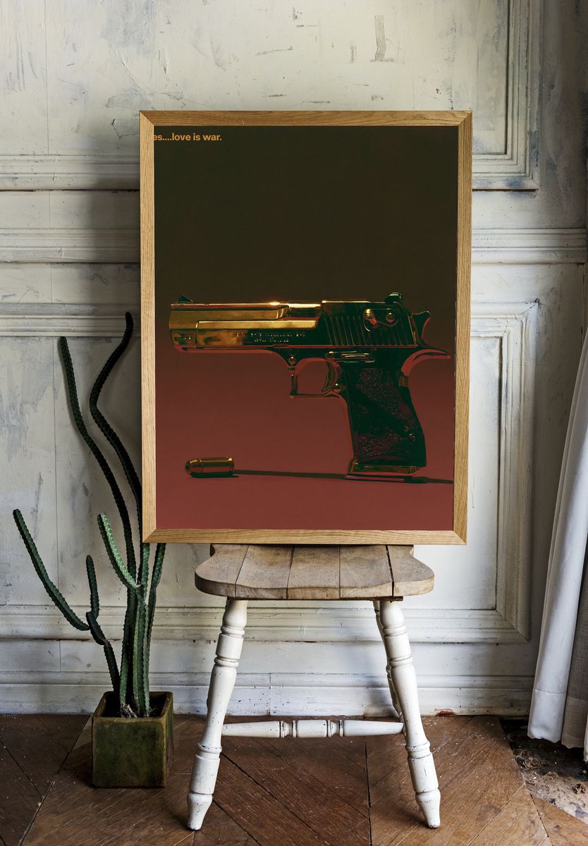 Golden Pistol Typography Poster. — room view 1