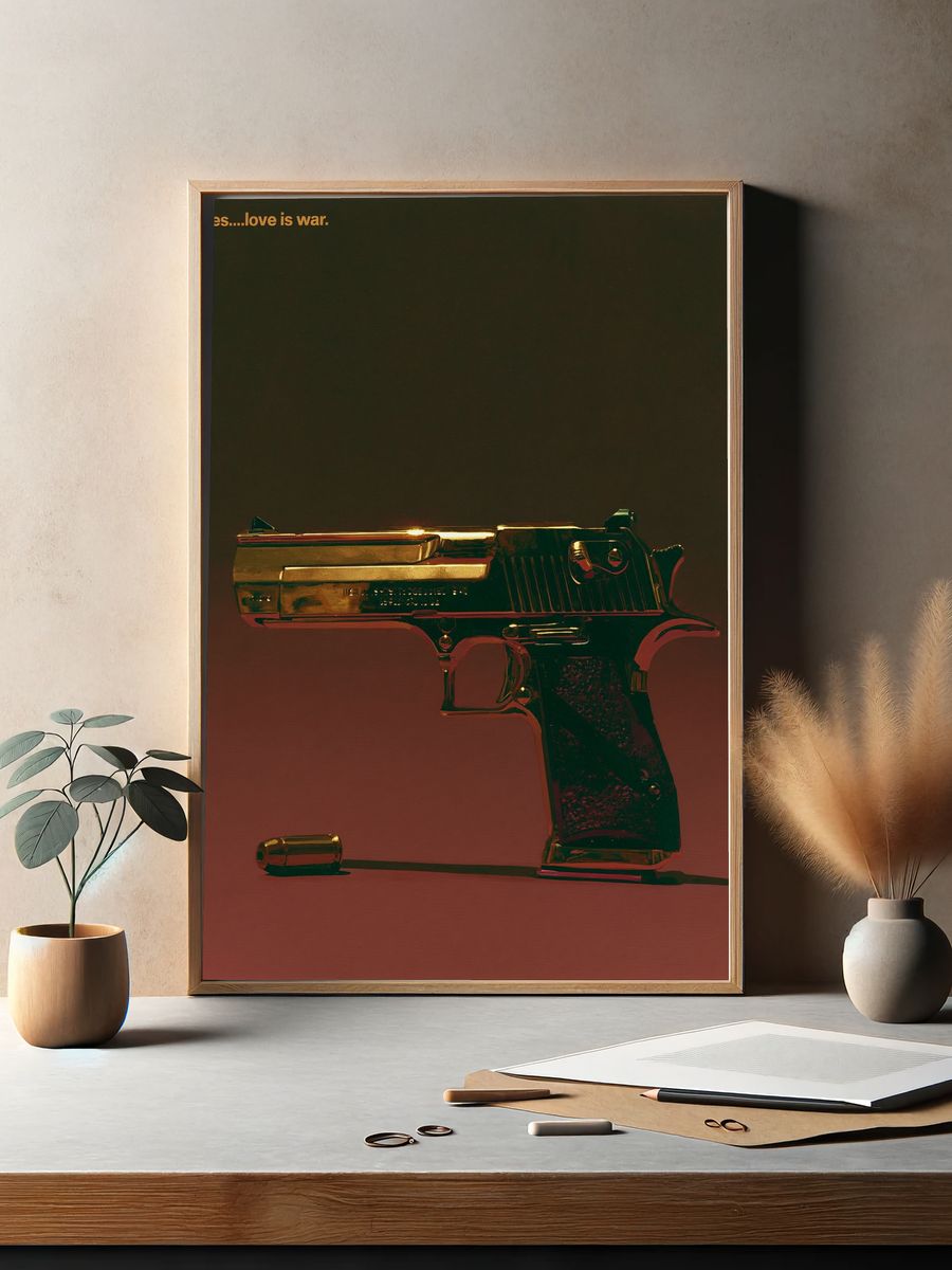 Golden Pistol Typography Poster. — room view 2