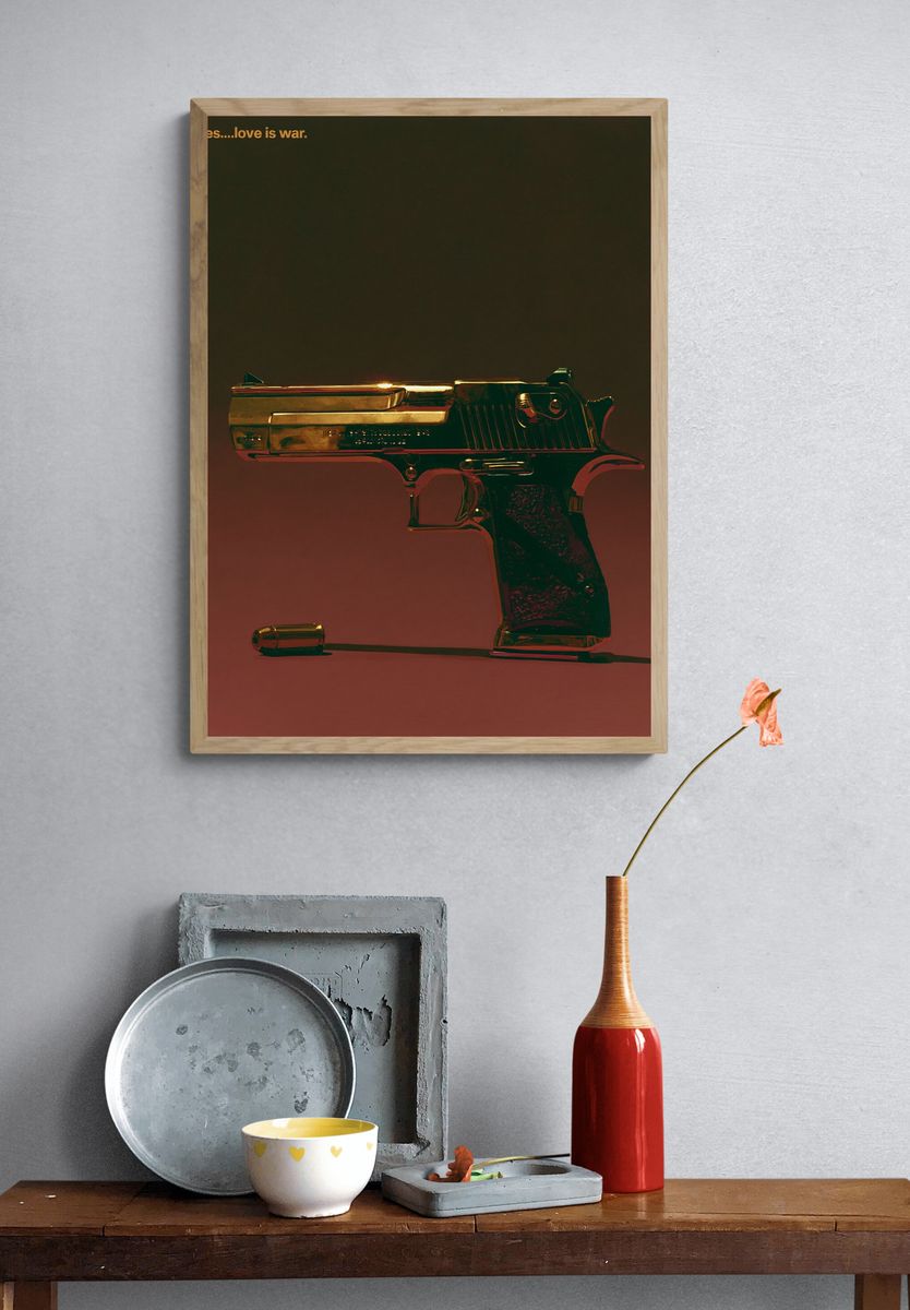 Golden Pistol Typography Poster. — room view 3