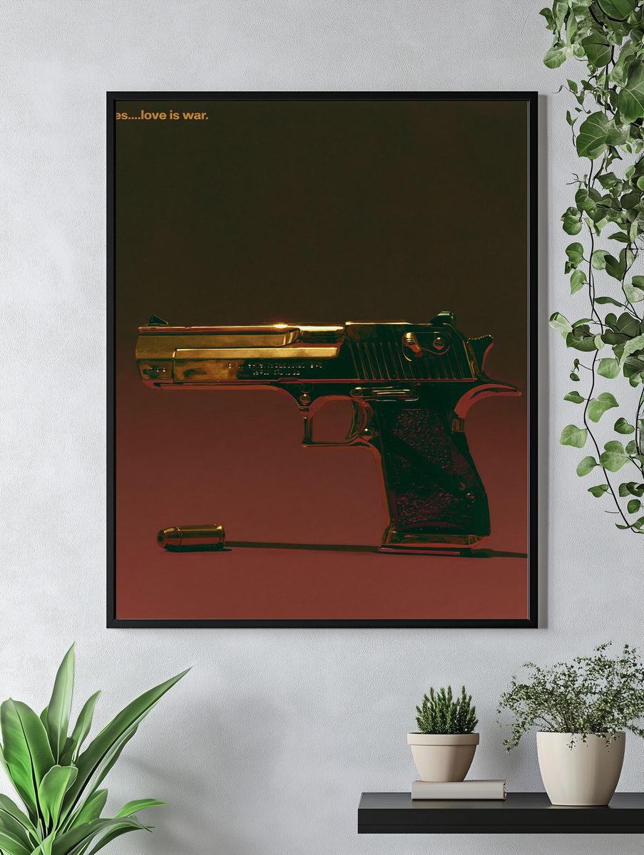 Golden Pistol Typography Poster. — room view 4