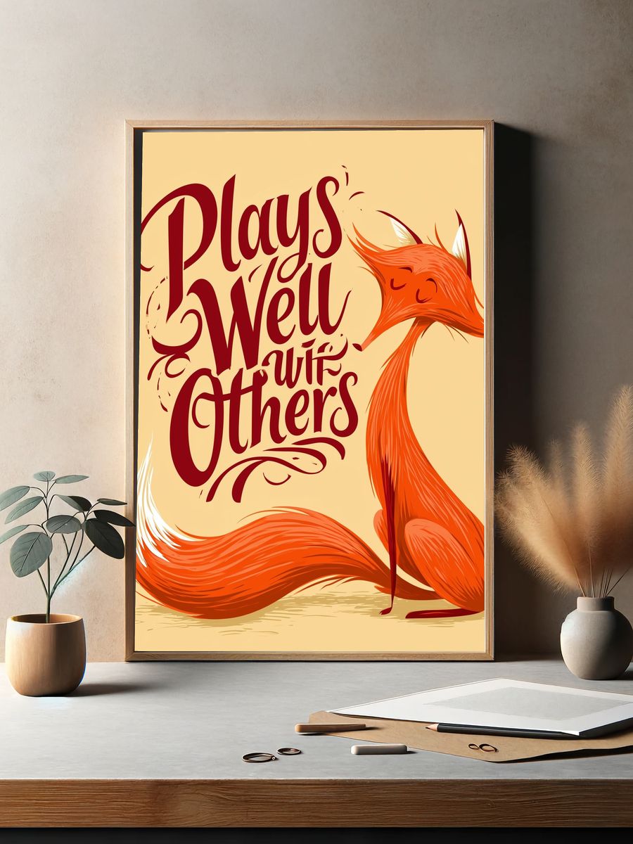 Playful Fox Typography Poster. — room view 2