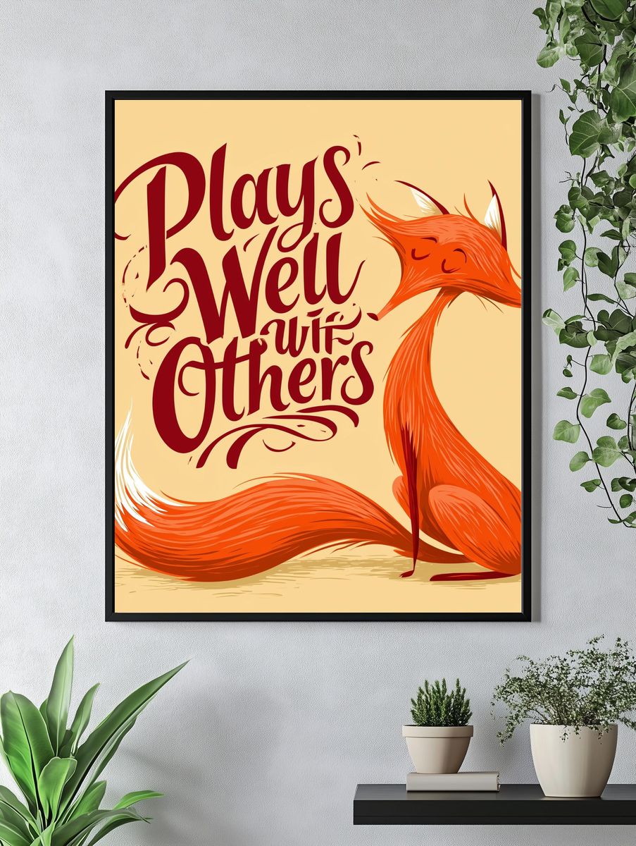 Playful Fox Typography Poster. — room view 4