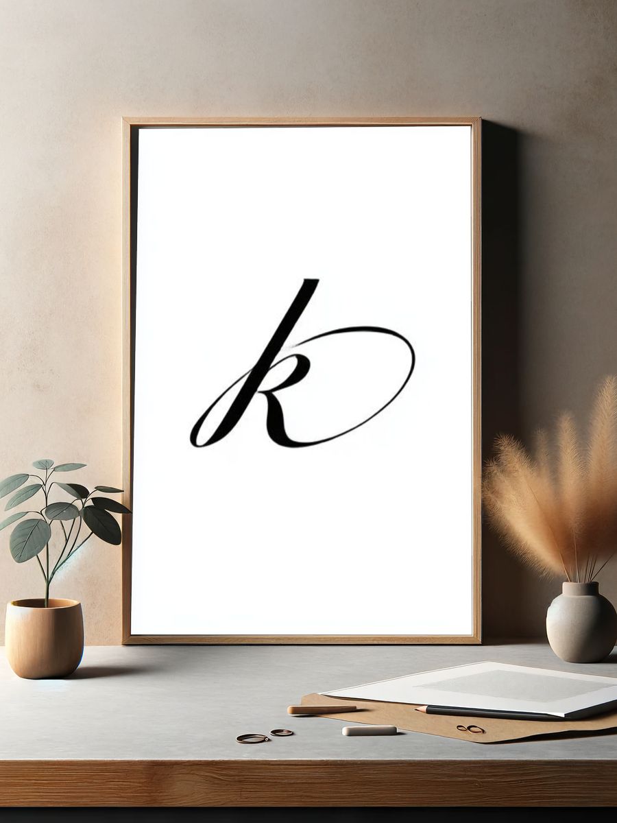 Elegant Script K Typography Poster. — room view 2