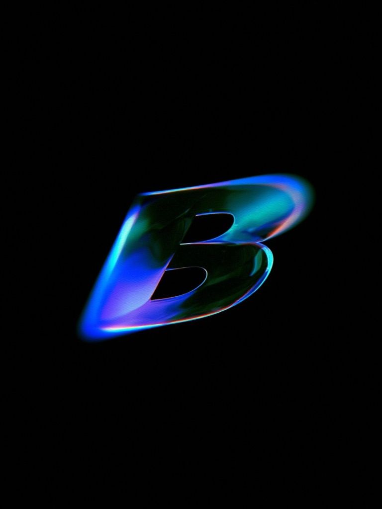 Neon B Letter Typography Poster. poster — typography art