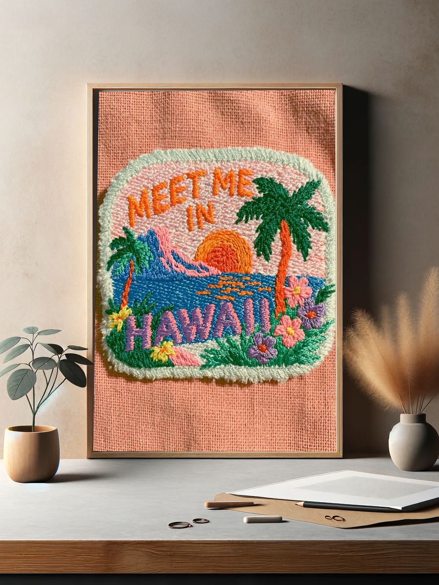 Meet Me in Hawaii Typography Poster. — room view 2