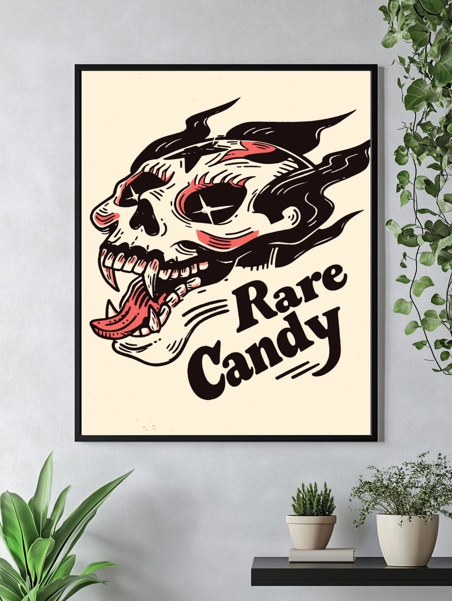 Rare Candy Skull Typography Poster. — room view 4