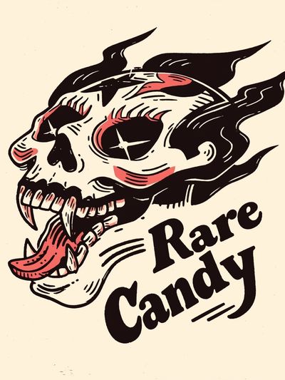 Rare Candy Skull Typography Poster. poster