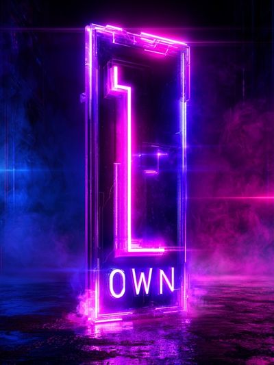 Neon Open Door Typography Poster.