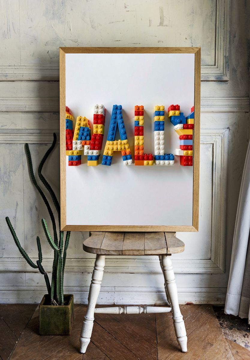 Colorful LEGO YAY Typography Poster. — room view 1