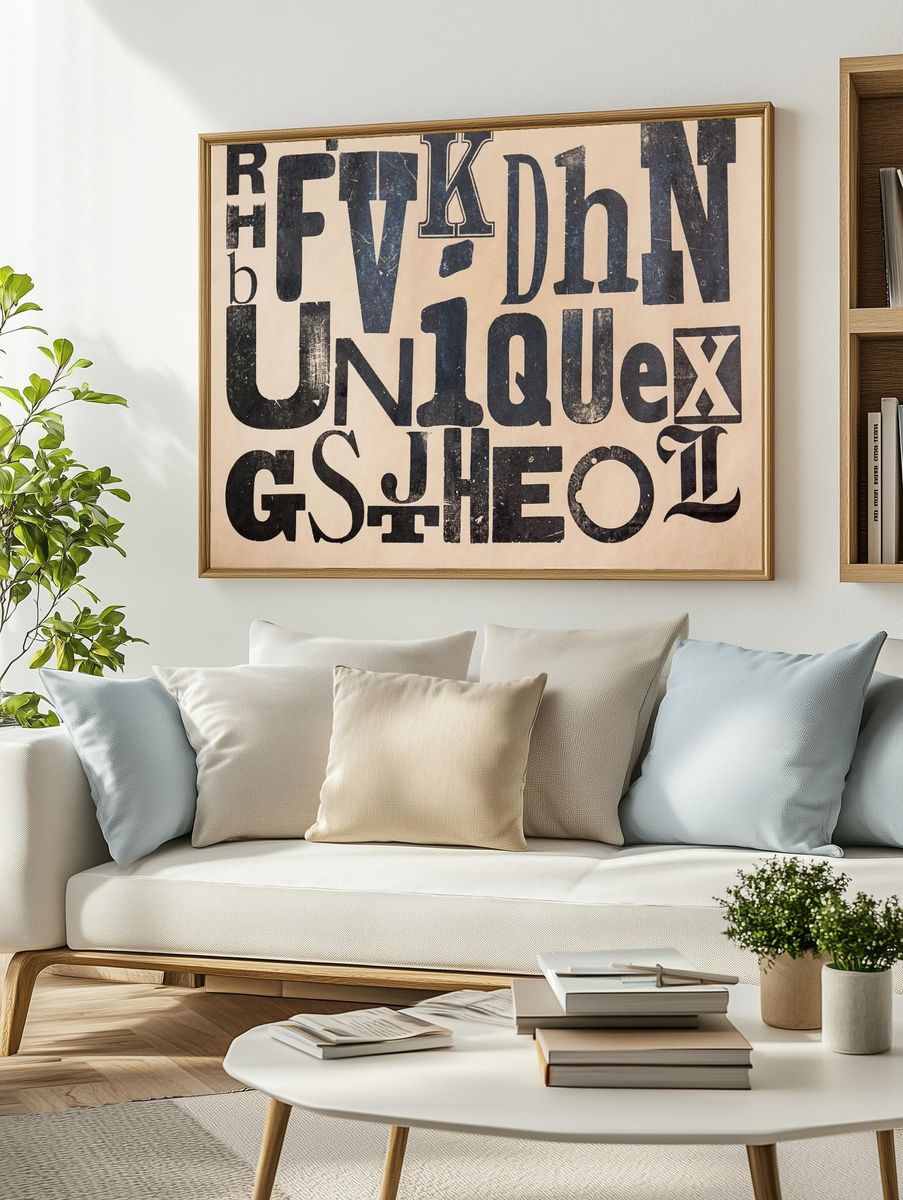 Free letters typography wood image. — room view 2