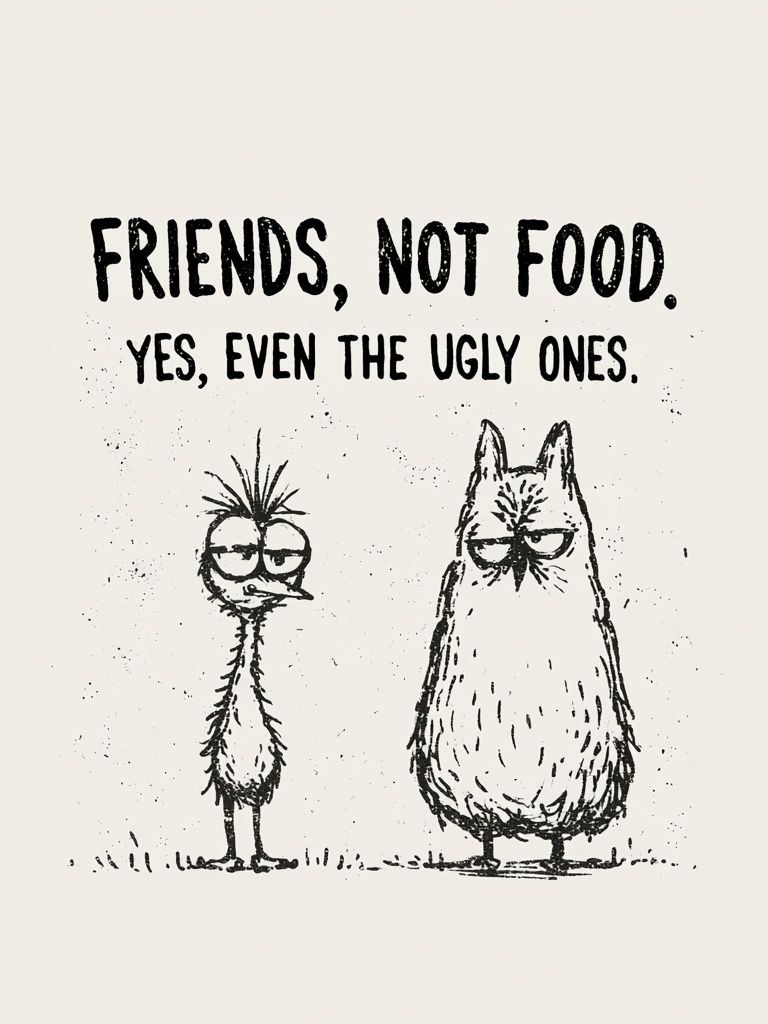 Friends, Not Food Typography Print. poster detail