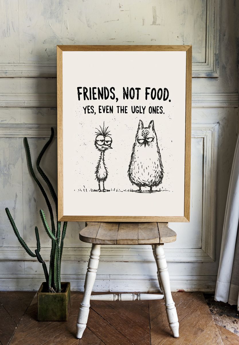 Friends, Not Food Typography Print. — room view 1