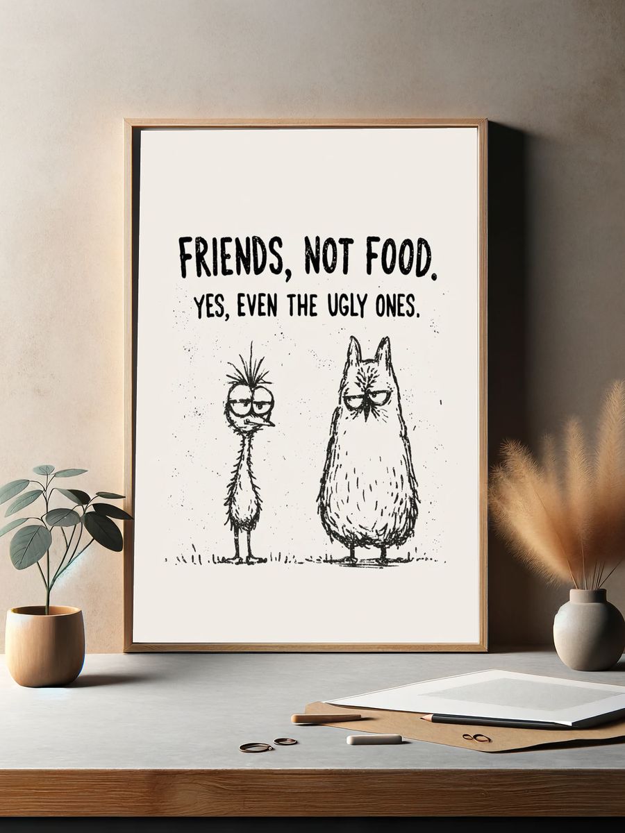 Friends, Not Food Typography Print. — room view 2