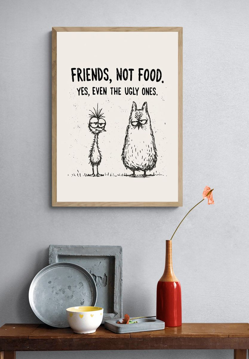 Friends, Not Food Typography Print. — room view 3