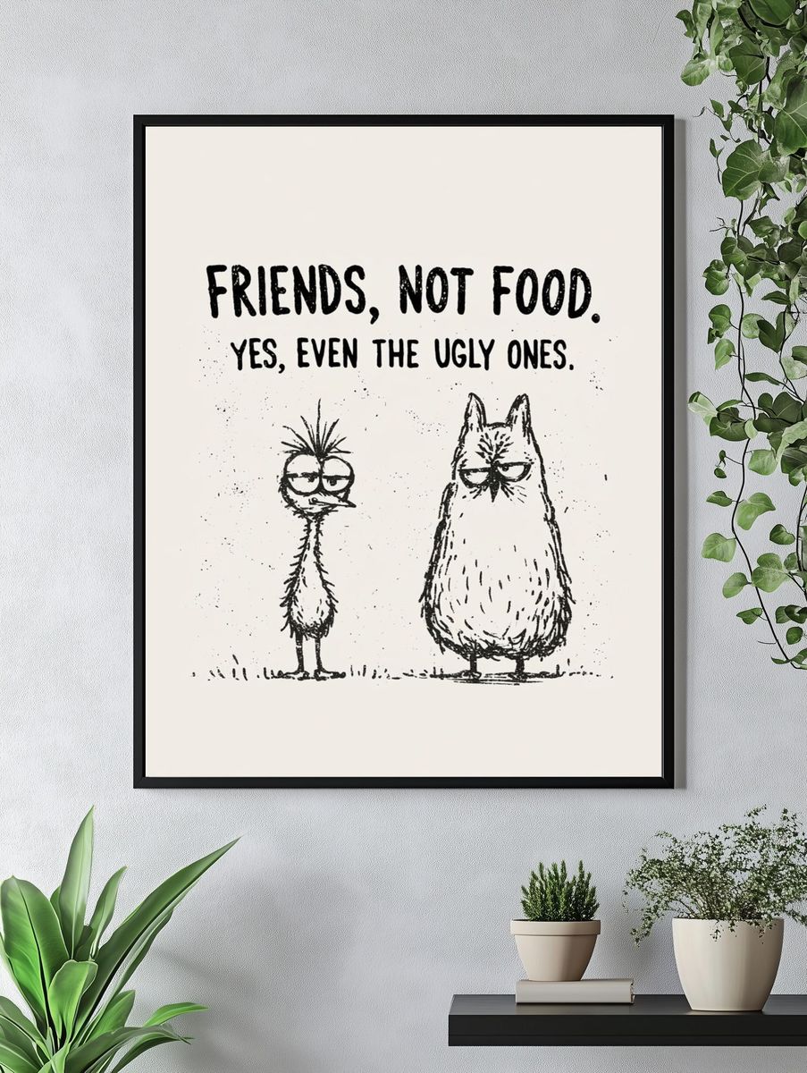 Friends, Not Food Typography Print. — room view 4