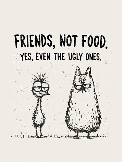 Friends, Not Food Typography Print. poster