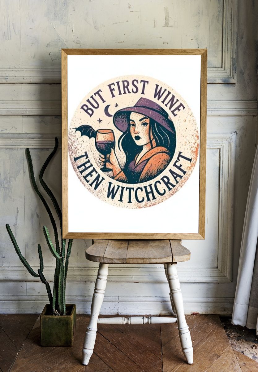 But First Wine Witchcraft Poster. — room view 1