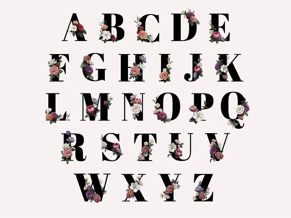 Classic elegant floral alphabet letter. poster — typography art