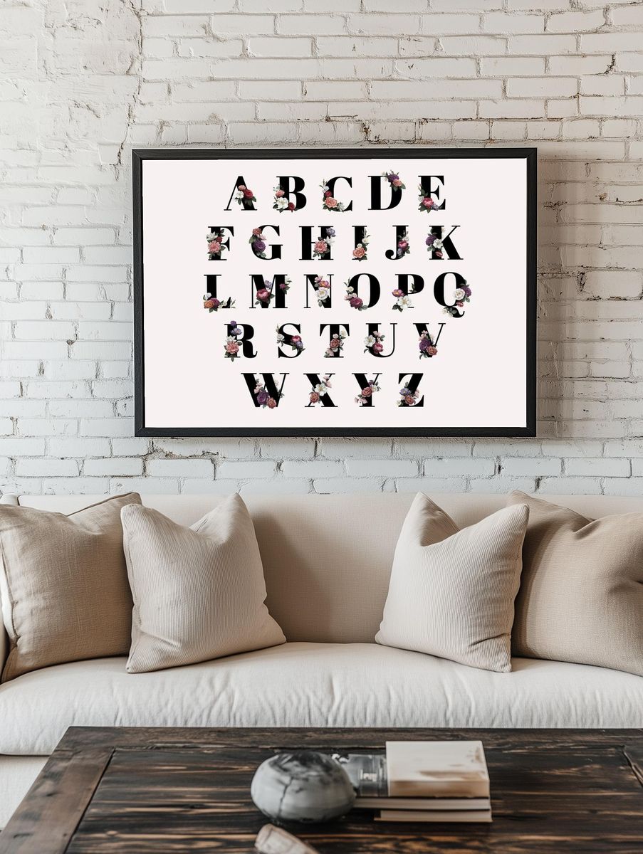 Classic elegant floral alphabet letter room preview