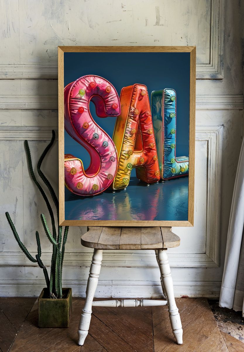 Colorful SALE Typography Poster. — room view 1