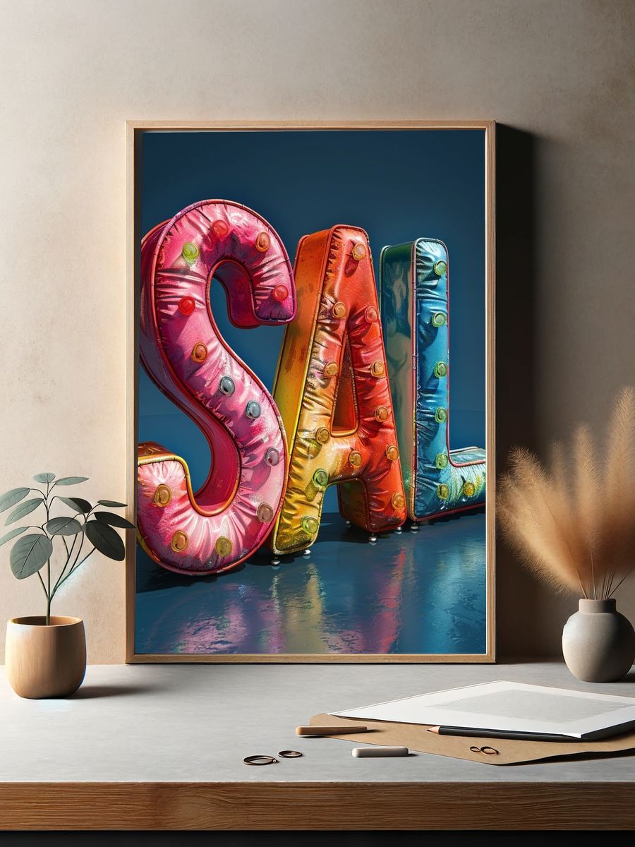 Colorful SALE Typography Poster. — room view 2
