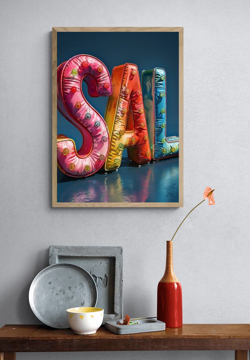 Colorful SALE Typography Poster. — room view 3