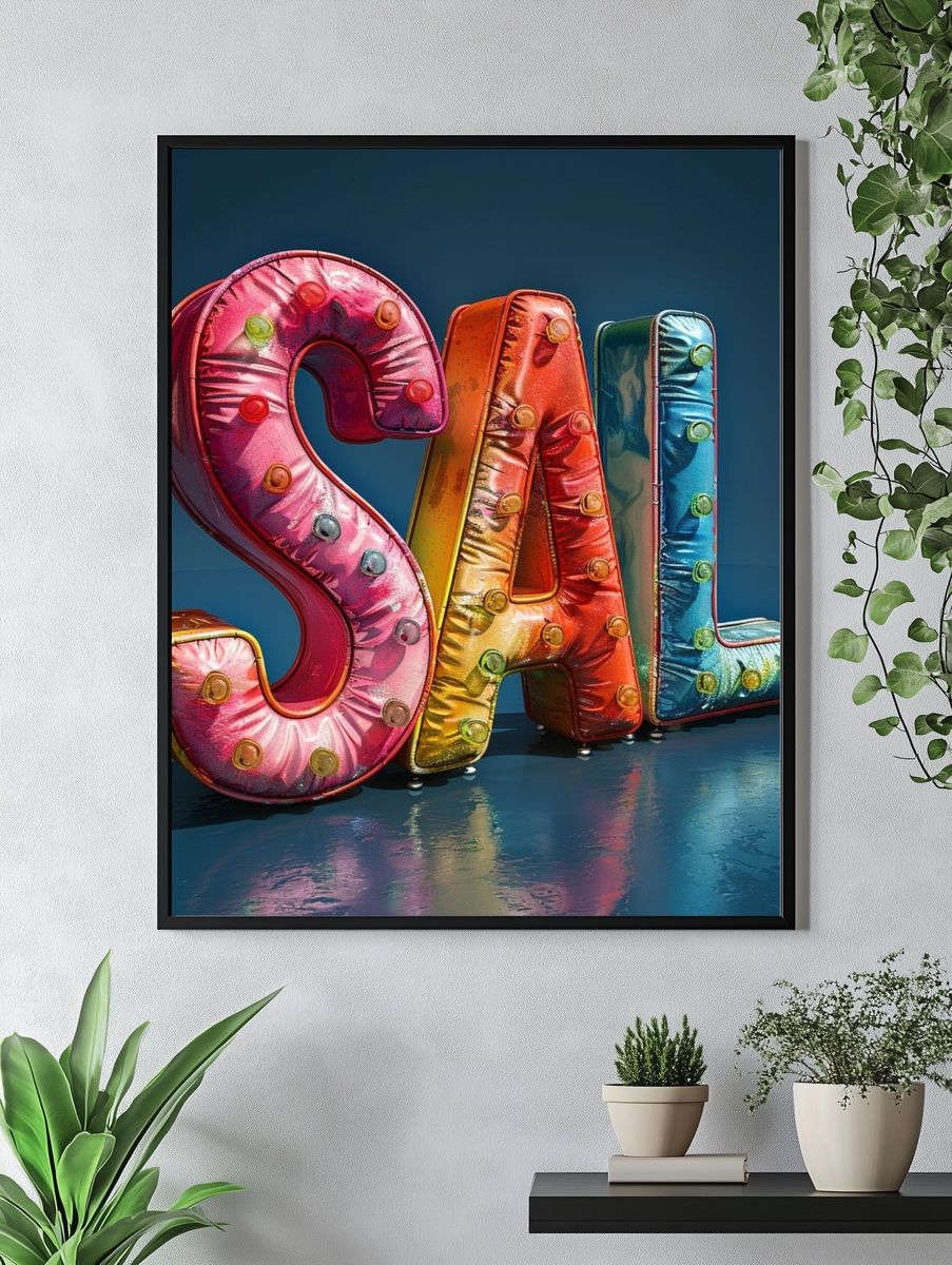 Colorful SALE Typography Poster. — room view 4