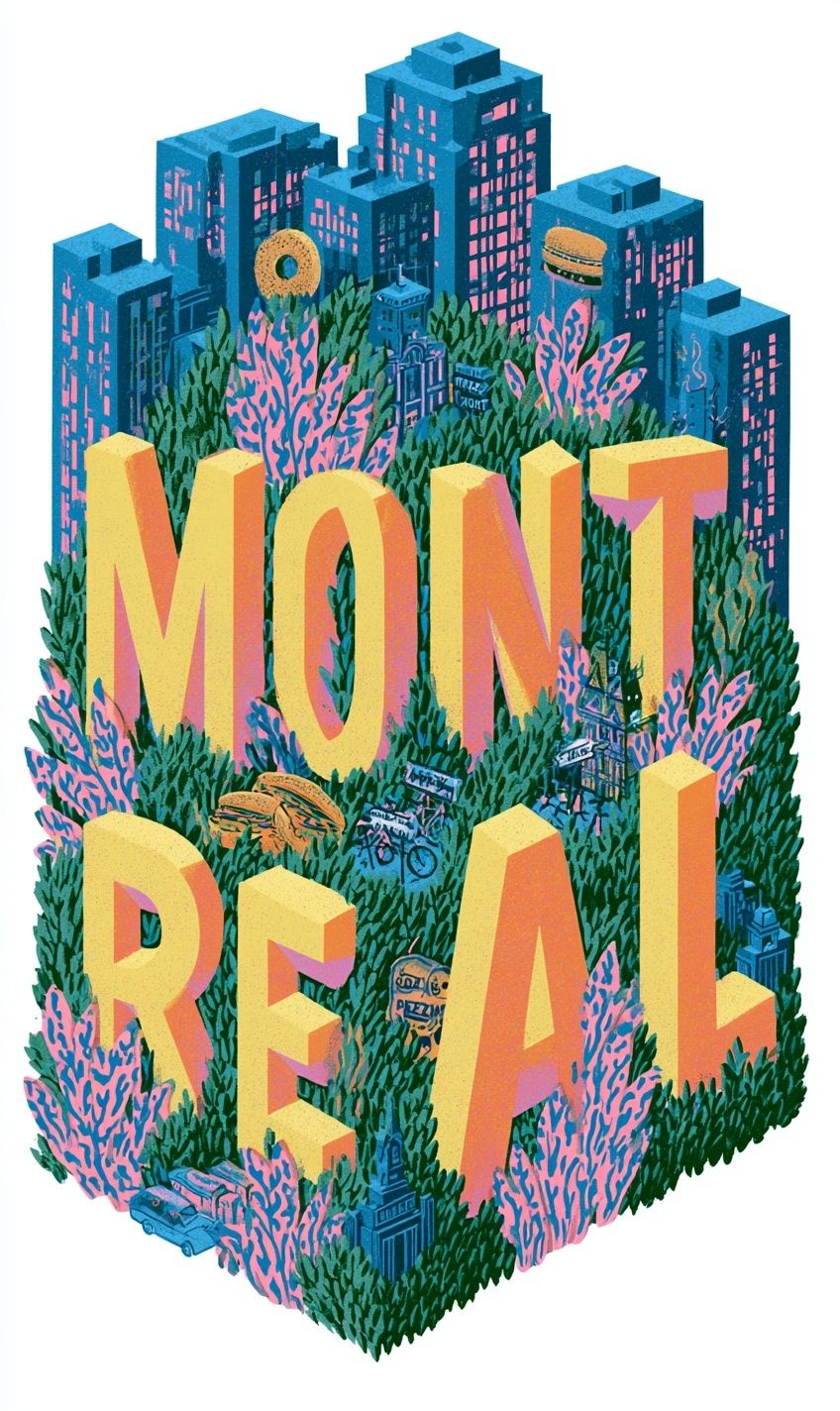 Montreal Cityscape Typography Print. poster detail