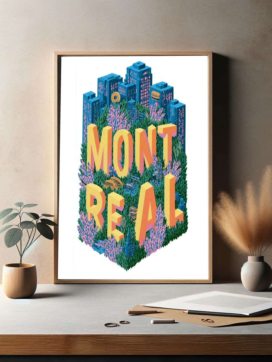 Montreal Cityscape Typography Print. — room view 2